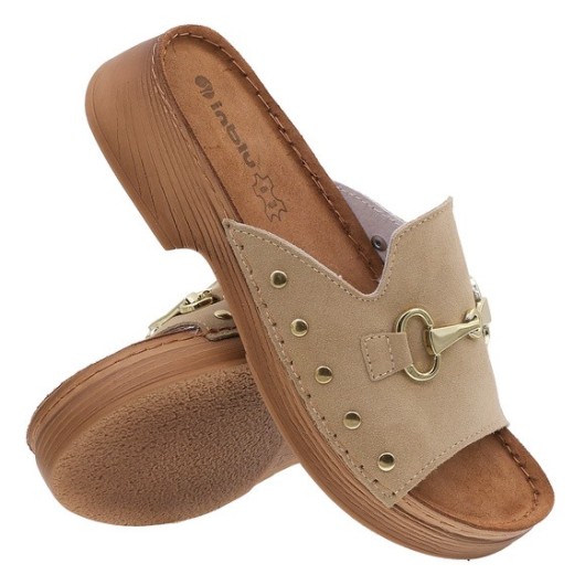 Klapki skórzane damskie Inblu – wygodne i profilowane na lato