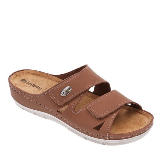 Skórzane klapki damskie Inblu z regulacją – profilowane, wygodne