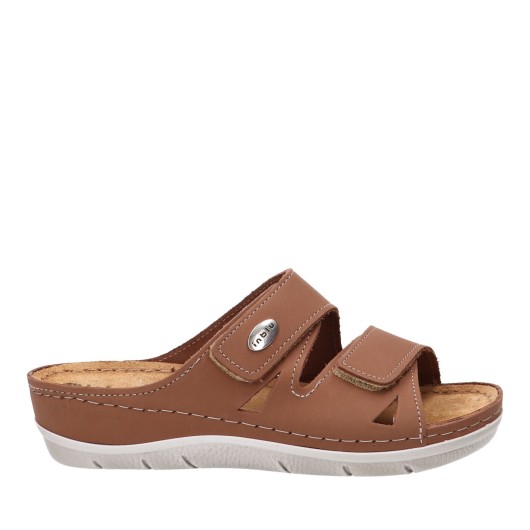 Skórzane klapki damskie Inblu z regulacją – profilowane, wygodne