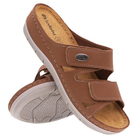 Skórzane klapki damskie Inblu z regulacją – profilowane, wygodne