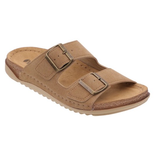 Klapki skórzane Inblu regulowane – damskie, wygodne, na lato