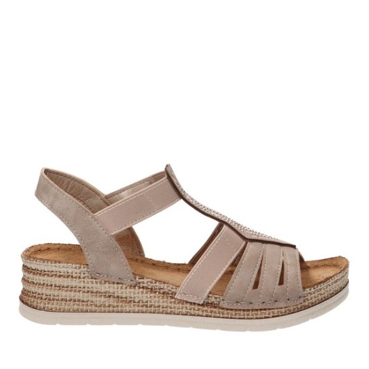 Sandały damskie Inblu na koturnie beżowe – lekkie, wygodne, letnie, komfortowe