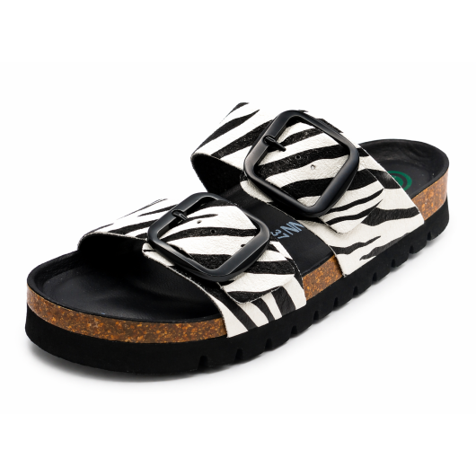 Klapki damskie Dr. Brinkmann zebra – wygodne, profilowane, lato