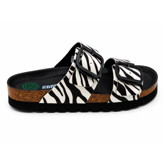 Klapki damskie Dr. Brinkmann zebra – wygodne, profilowane, lato