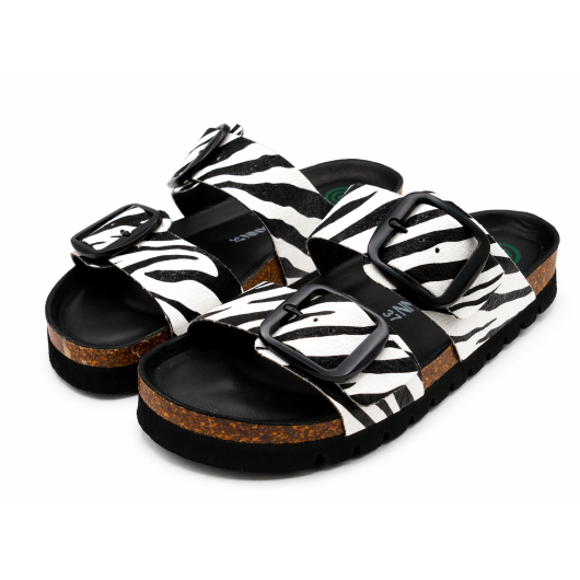 Klapki damskie Dr. Brinkmann zebra – wygodne, profilowane, lato