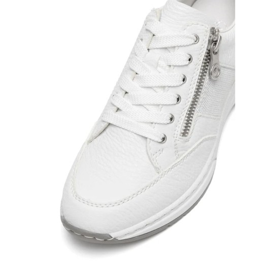 Półbuty Damskie Rieker N4322-80 – Białe Skórzane Sneakersy z Systemem Antistress