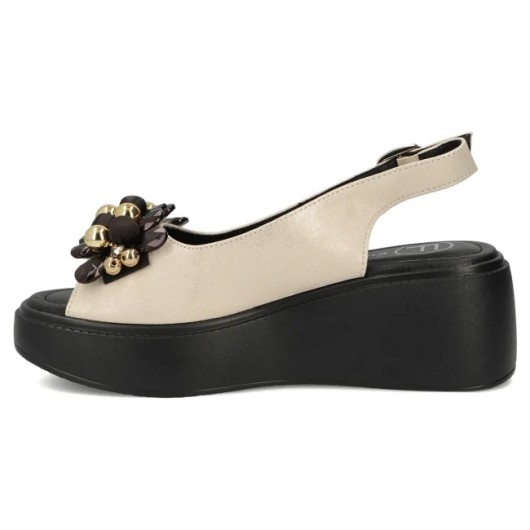 Skórzane sandały damskie Filippo DS7577-26-GO złote – platforma, eleganckie