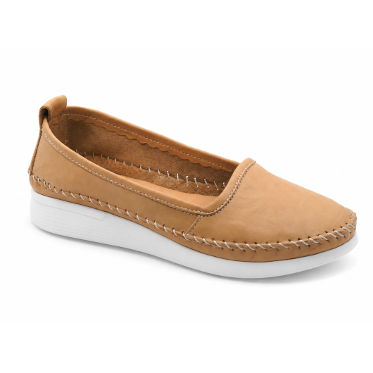 Skórzane Mokasyny Damskie Loretta Vitale – Komfort i Styl Casual (Kolor Camel)
