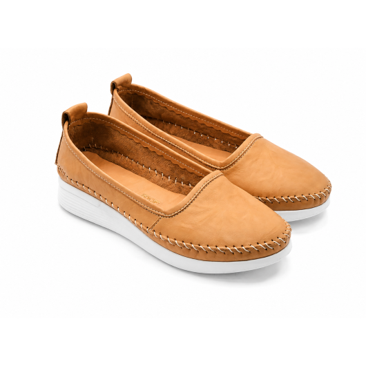 Skórzane Mokasyny Damskie Loretta Vitale – Komfort i Styl Casual (Kolor Camel)